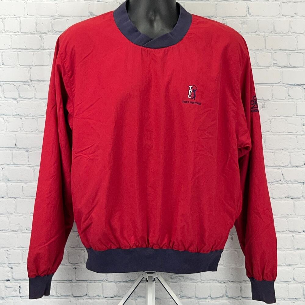 Vintage 90s TPC The Canyons Windbreaker Jacket Red Las Vegas Golfing M Medium
